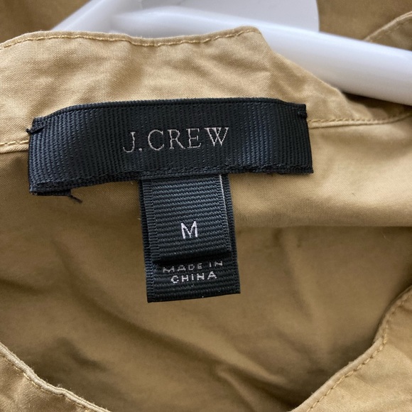 J Crew One Button Front  Sleeveless Cotton Blouse Tan/Size M - Picture 9 of 10